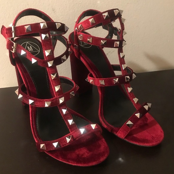Velvet Gladiator Studded Heels - Picture 2 of 3